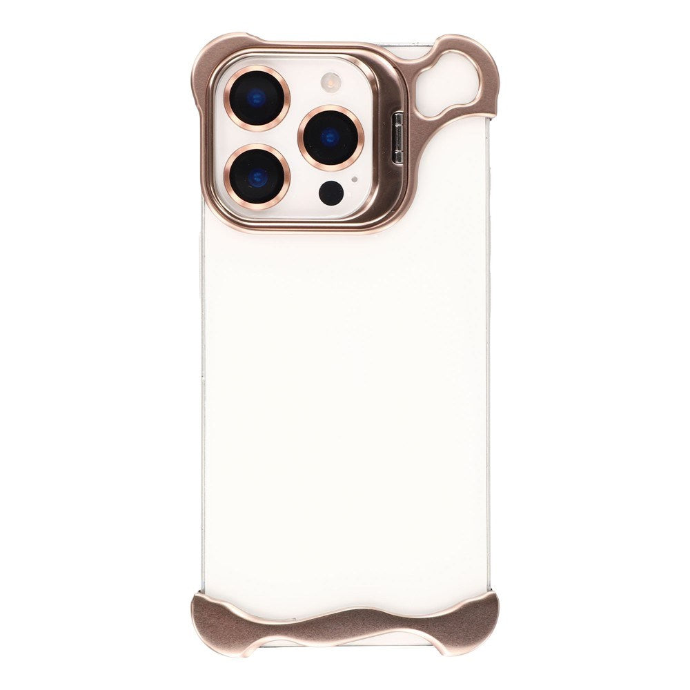 iPhone 16 Pro Todelt Metal Bumper Cover m. Ståfunktion & Linsebeskytter - Guld