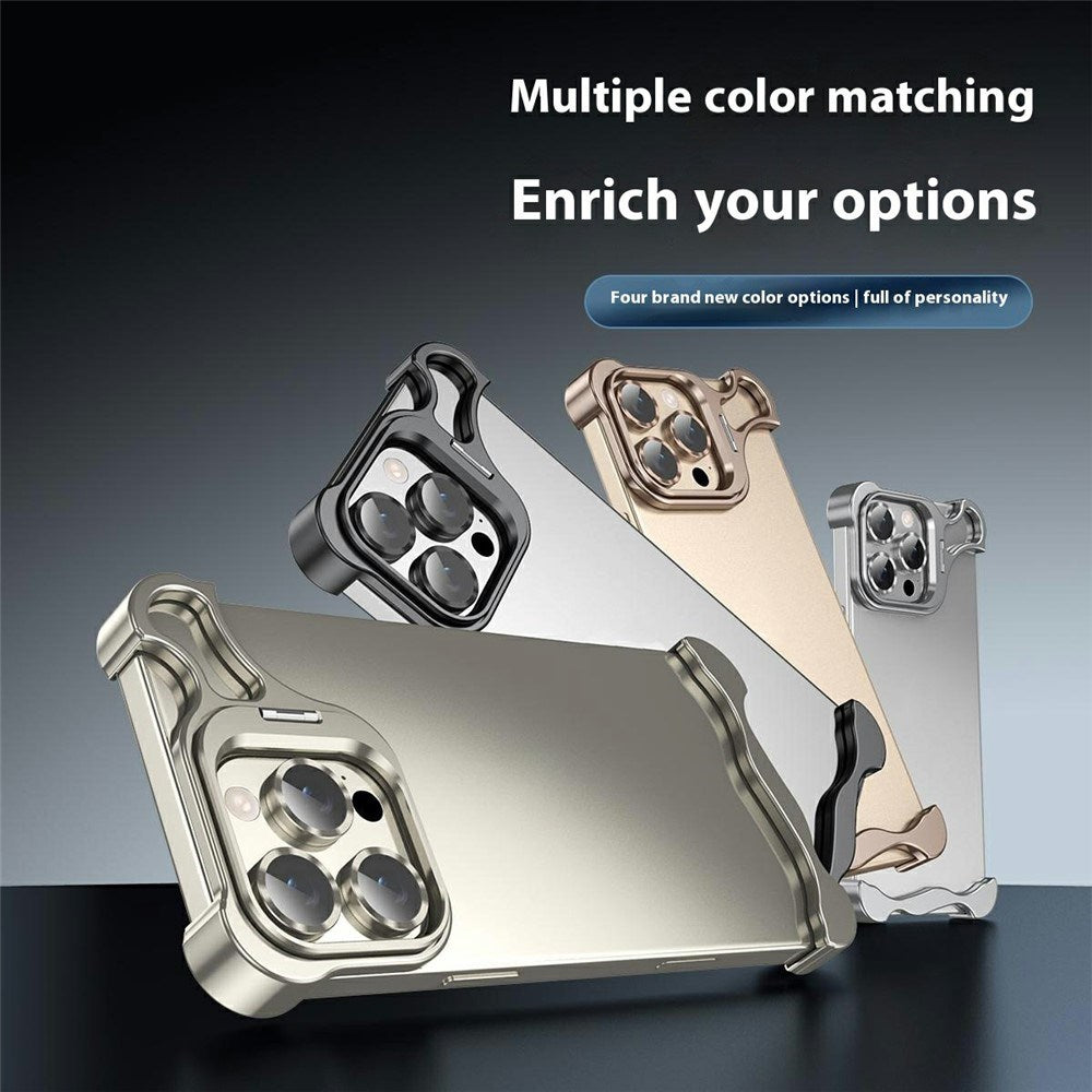 iPhone 16 Pro Todelt Metal Bumper Cover m. Ståfunktion & Linsebeskytter - Sølv