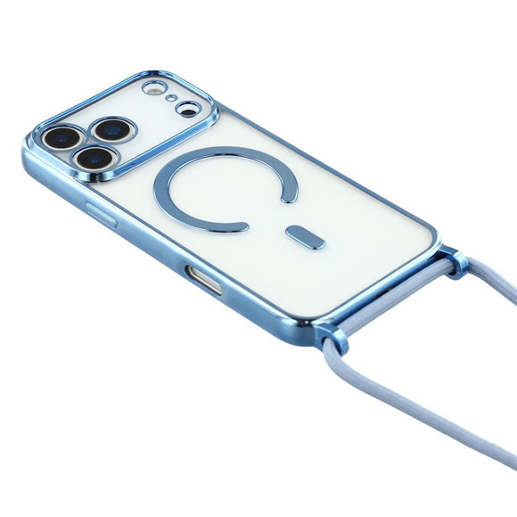 EIDERWOOD iPhone 17 Pro Max Fleksibelt Plastik Cover m. Justerbar Strop - MagSafe Kompatibel - Gennemsigtig / Blå