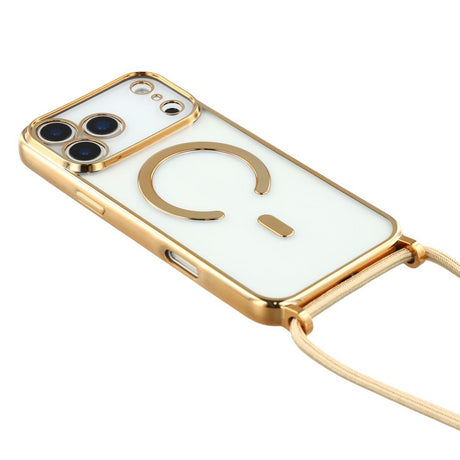 EIDERWOOD iPhone 17 Pro Max Fleksibelt Plastik Cover m. Justerbar Strop - MagSafe Kompatibel - Gennemsigtig / Guld
