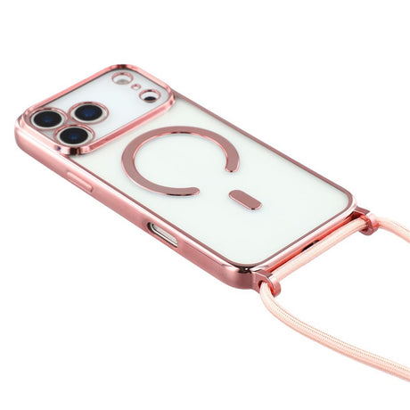 EIDERWOOD iPhone 17 Pro Max Fleksibelt Plastik Cover m. Justerbar Strop - MagSafe Kompatibel - Gennemsigtig / Lyserød