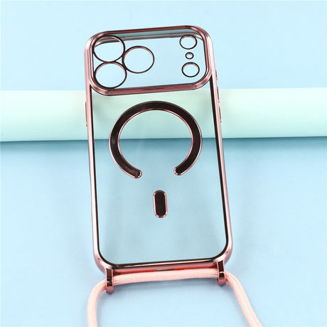 EIDERWOOD iPhone 17 Pro Max Fleksibelt Plastik Cover m. Justerbar Strop - MagSafe Kompatibel - Gennemsigtig / Lyserød
