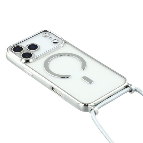 EIDERWOOD iPhone 17 Pro Max Fleksibelt Plastik Cover m. Justerbar Strop - MagSafe Kompatibel - Gennemsigtig / Sølv
