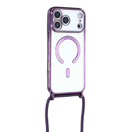 EIDERWOOD iPhone 17 Pro Max Fleksibelt Plastik Cover m. Justerbar Strop - MagSafe Kompatibel - Gennemsigtig / Lilla