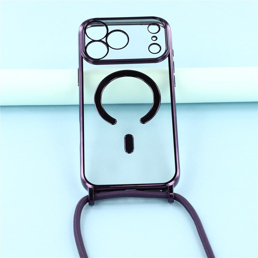 EIDERWOOD iPhone 17 Pro Max Fleksibelt Plastik Cover m. Justerbar Strop - MagSafe Kompatibel - Gennemsigtig / Lilla