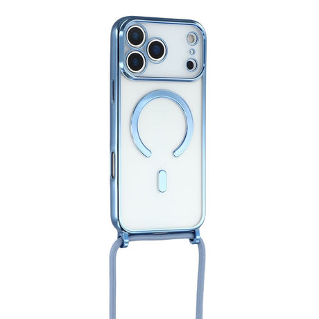 EIDERWOOD iPhone 17 Pro Fleksibelt Plastik Cover m. Justerbar Strop - MagSafe Kompatibel - Gennemsigtig / Blå
