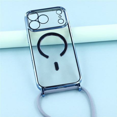 EIDERWOOD iPhone 17 Pro Fleksibelt Plastik Cover m. Justerbar Strop - MagSafe Kompatibel - Gennemsigtig / Blå