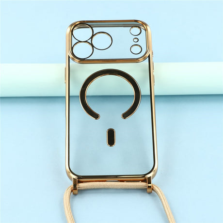 EIDERWOOD iPhone 17 Pro Fleksibelt Plastik Cover m. Justerbar Strop - MagSafe Kompatibel - Gennemsigtig / Guld