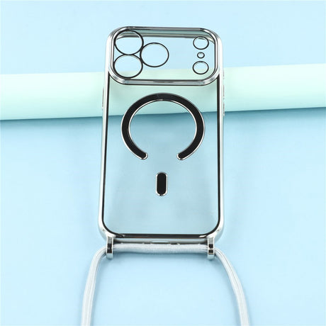 EIDERWOOD iPhone 17 Pro Fleksibelt Plastik Cover m. Justerbar Strop - MagSafe Kompatibel - Gennemsigtig / Sølv