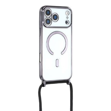 EIDERWOOD iPhone 17 Pro Fleksibelt Plastik Cover m. Justerbar Strop - MagSafe Kompatibel - Gennemsigtig / Sort