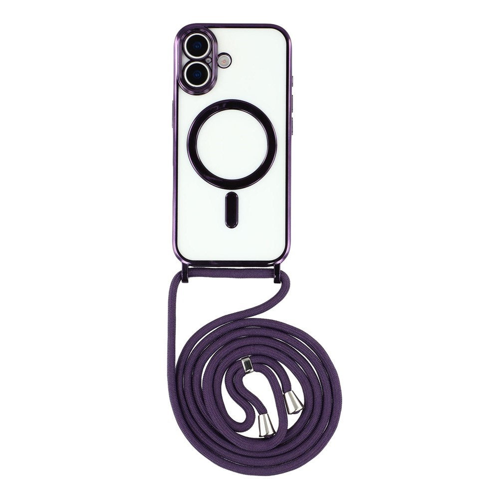 EIDERWOOD iPhone 17 Fleksibelt Plastik Cover m. Justerbar Strop - MagSafe Kompatibel - Gennemsigtig / Lilla