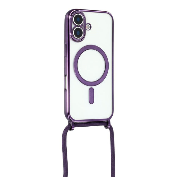 EIDERWOOD iPhone 17 Fleksibelt Plastik Cover m. Justerbar Strop - MagSafe Kompatibel - Gennemsigtig / Lilla