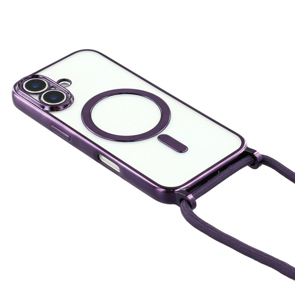 EIDERWOOD iPhone 17 Fleksibelt Plastik Cover m. Justerbar Strop - MagSafe Kompatibel - Gennemsigtig / Lilla
