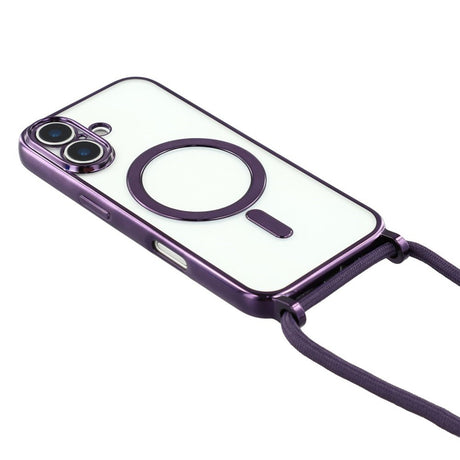 EIDERWOOD iPhone 17 Fleksibelt Plastik Cover m. Justerbar Strop - MagSafe Kompatibel - Gennemsigtig / Lilla