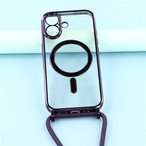EIDERWOOD iPhone 17 Fleksibelt Plastik Cover m. Justerbar Strop - MagSafe Kompatibel - Gennemsigtig / Lilla
