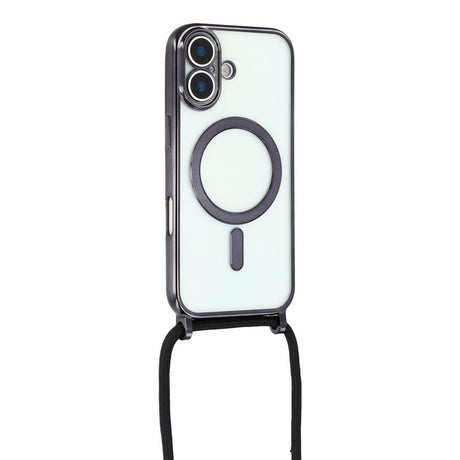 EIDERWOOD iPhone 17 Fleksibelt Plastik Cover m. Justerbar Strop - MagSafe Kompatibel - Gennemsigtig / Sort