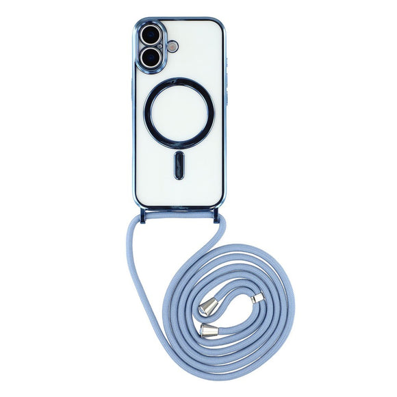 EIDERWOOD iPhone 17 Fleksibelt Plastik Cover m. Justerbar Strop - MagSafe Kompatibel - Gennemsigtig / Blå