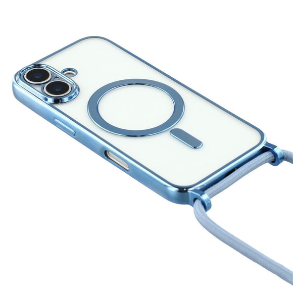 EIDERWOOD iPhone 17 Fleksibelt Plastik Cover m. Justerbar Strop - MagSafe Kompatibel - Gennemsigtig / Blå