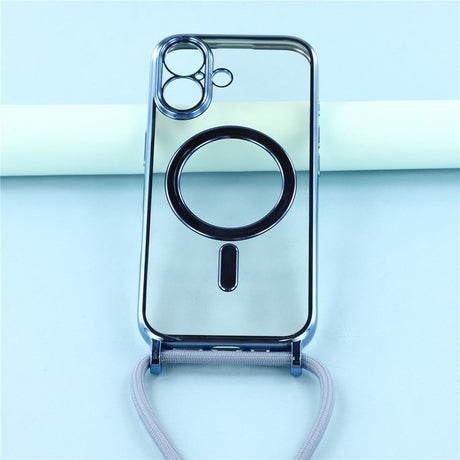 EIDERWOOD iPhone 17 Fleksibelt Plastik Cover m. Justerbar Strop - MagSafe Kompatibel - Gennemsigtig / Blå