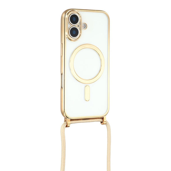 EIDERWOOD iPhone 17 Fleksibelt Plastik Cover m. Justerbar Strop - MagSafe Kompatibel - Gennemsigtig / Guld