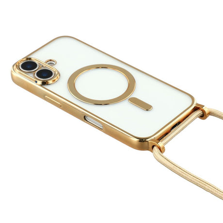 EIDERWOOD iPhone 17 Fleksibelt Plastik Cover m. Justerbar Strop - MagSafe Kompatibel - Gennemsigtig / Guld