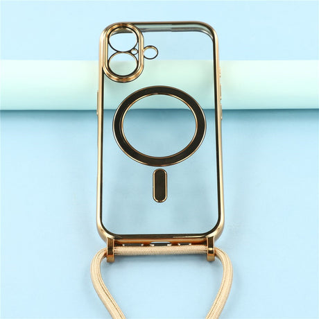 EIDERWOOD iPhone 17 Fleksibelt Plastik Cover m. Justerbar Strop - MagSafe Kompatibel - Gennemsigtig / Guld