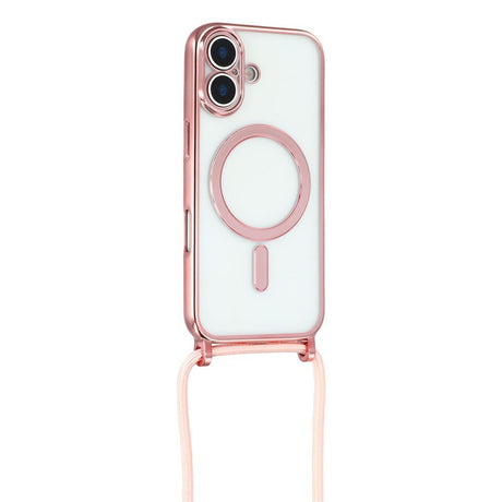EIDERWOOD iPhone 17 Fleksibelt Plastik Cover m. Justerbar Strop - MagSafe Kompatibel - Gennemsigtig / Lyserød
