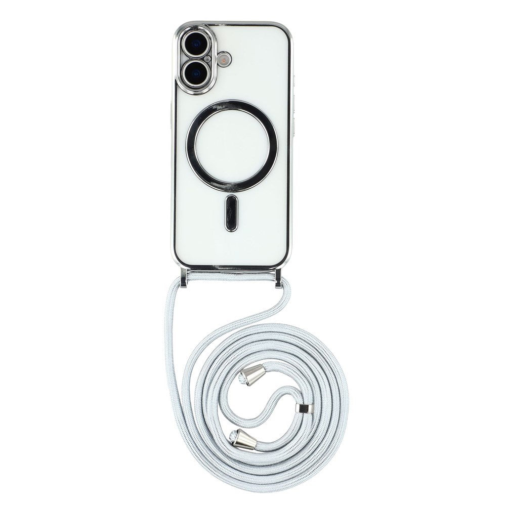 EIDERWOOD iPhone 17 Fleksibelt Plastik Cover m. Justerbar Strop - MagSafe Kompatibel - Gennemsigtig / Sølv
