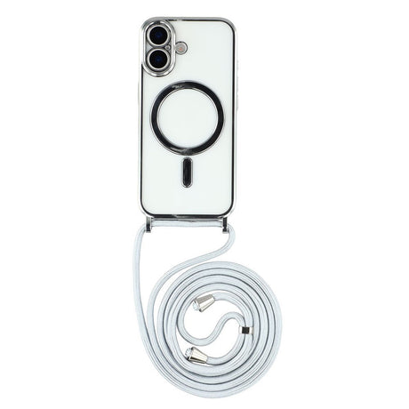 EIDERWOOD iPhone 17 Fleksibelt Plastik Cover m. Justerbar Strop - MagSafe Kompatibel - Gennemsigtig / Sølv
