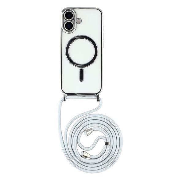 EIDERWOOD iPhone 17 Fleksibelt Plastik Cover m. Justerbar Strop - MagSafe Kompatibel - Gennemsigtig / Sølv