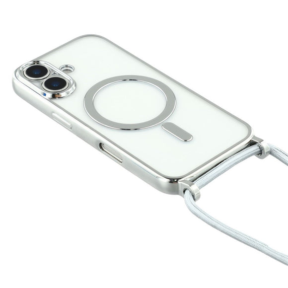 EIDERWOOD iPhone 17 Fleksibelt Plastik Cover m. Justerbar Strop - MagSafe Kompatibel - Gennemsigtig / Sølv