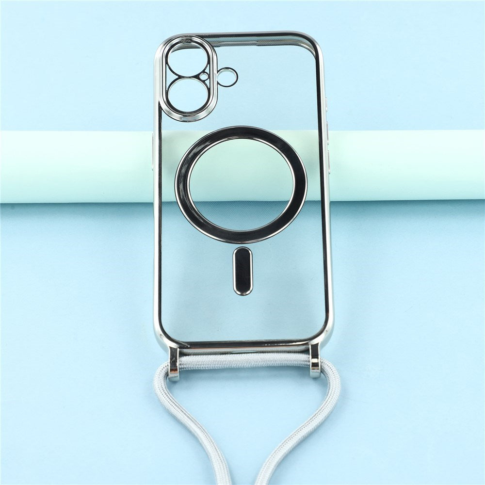 EIDERWOOD iPhone 17 Fleksibelt Plastik Cover m. Justerbar Strop - MagSafe Kompatibel - Gennemsigtig / Sølv