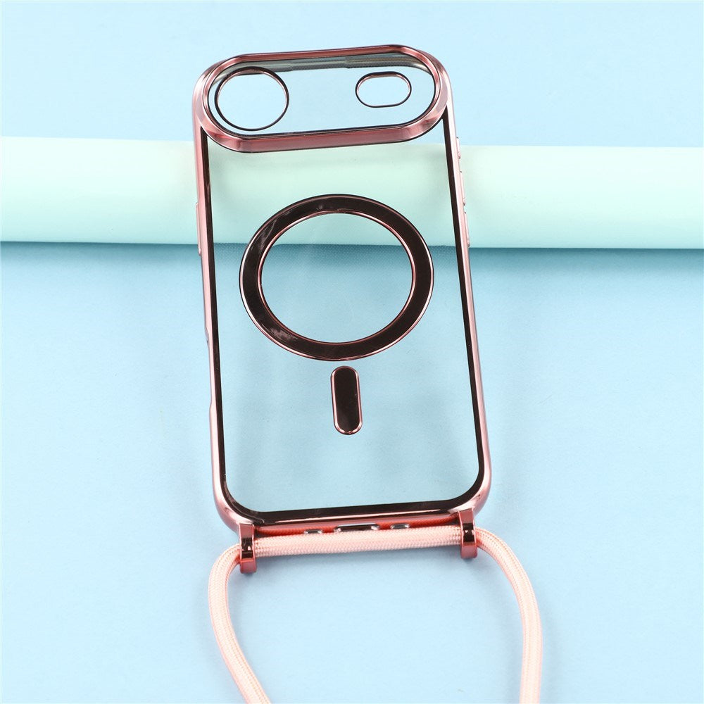 EIDERWOOD iPhone Air Fleksibelt Plastik Cover m. Justerbar Strop - MagSafe Kompatibel - Gennemsigtig / Lyserød
