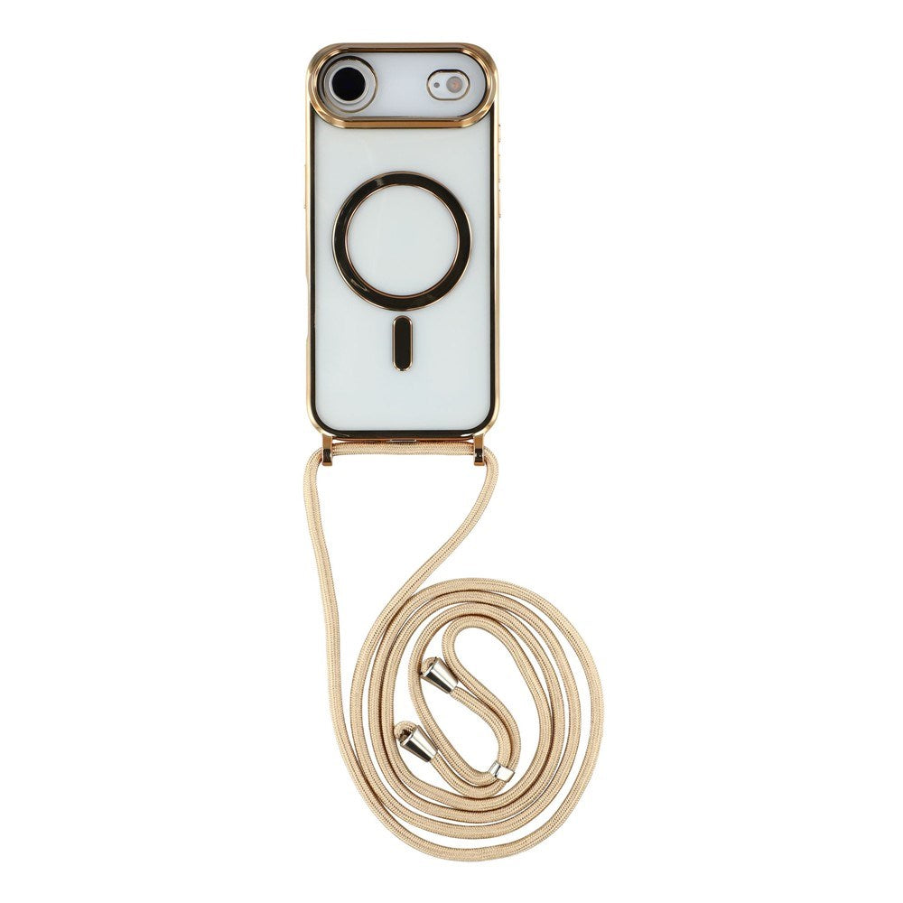 EIDERWOOD iPhone Air Fleksibelt Plastik Cover m. Justerbar Strop - MagSafe Kompatibel - Gennemsigtig / Guld
