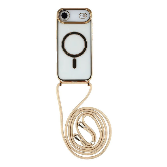 EIDERWOOD iPhone Air Fleksibelt Plastik Cover m. Justerbar Strop - MagSafe Kompatibel - Gennemsigtig / Guld