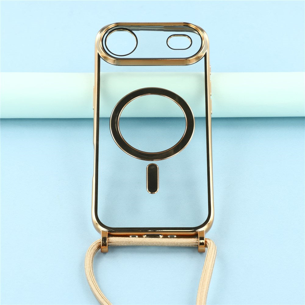 EIDERWOOD iPhone Air Fleksibelt Plastik Cover m. Justerbar Strop - MagSafe Kompatibel - Gennemsigtig / Guld