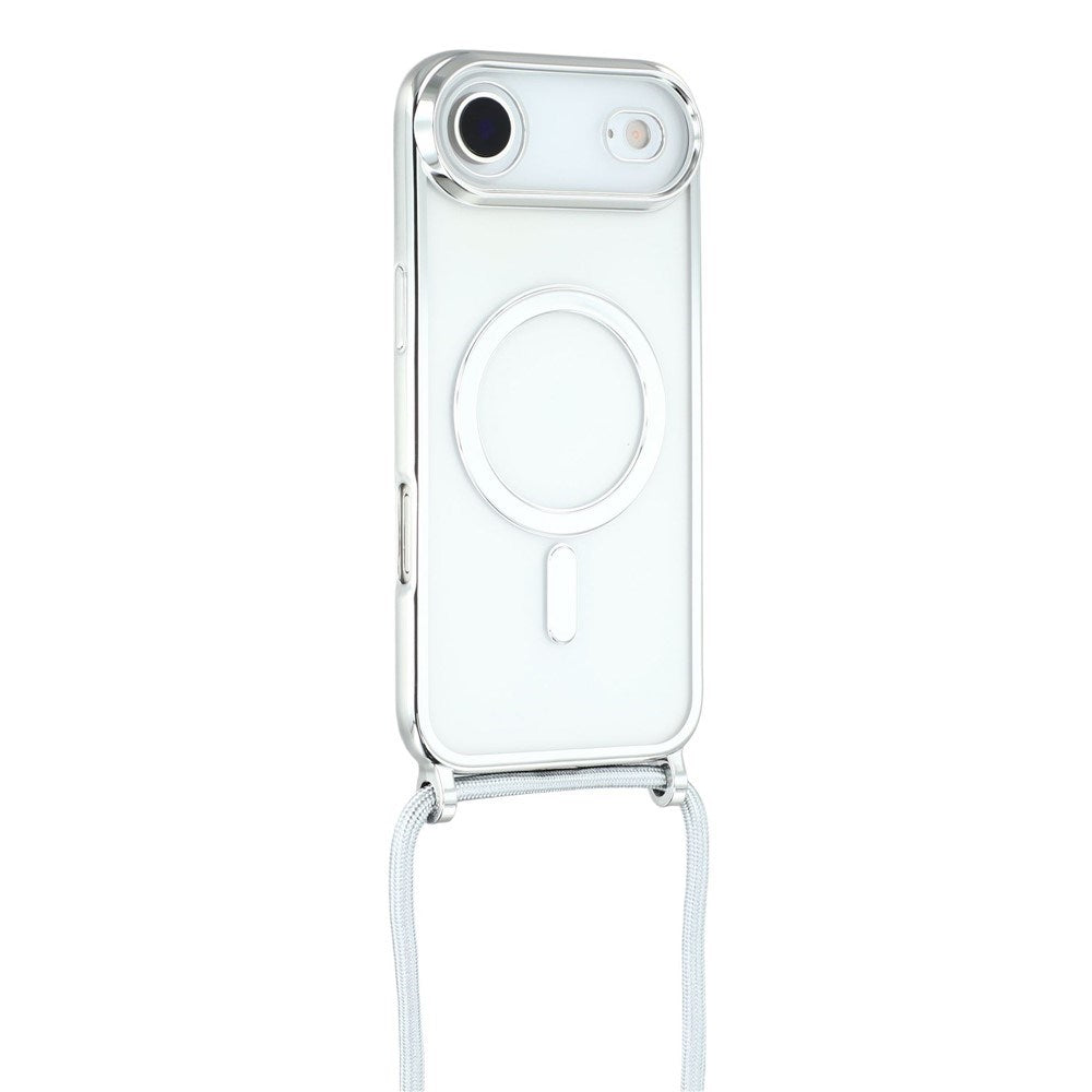 EIDERWOOD iPhone Air Fleksibelt Plastik Cover m. Justerbar Strop - MagSafe Kompatibel - Gennemsigtig / Sølv