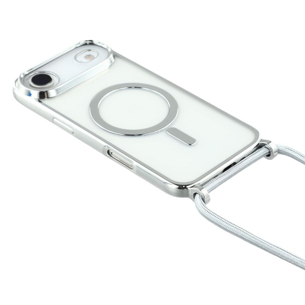 EIDERWOOD iPhone Air Fleksibelt Plastik Cover m. Justerbar Strop - MagSafe Kompatibel - Gennemsigtig / Sølv