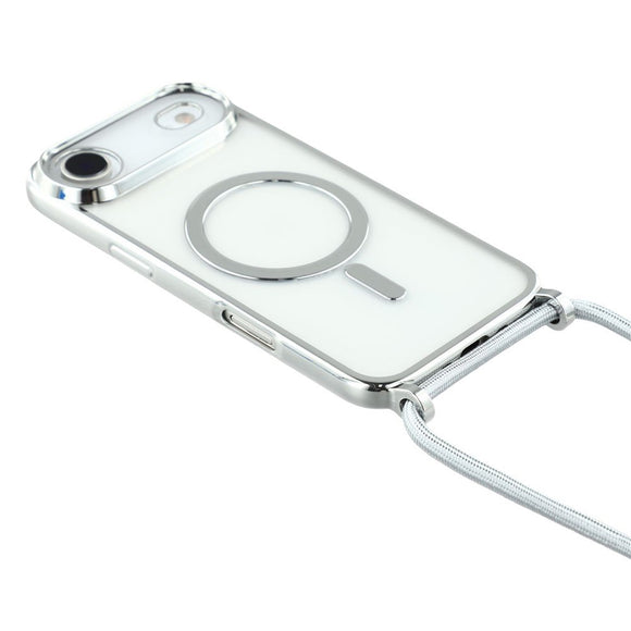 EIDERWOOD iPhone Air Fleksibelt Plastik Cover m. Justerbar Strop - MagSafe Kompatibel - Gennemsigtig / Sølv