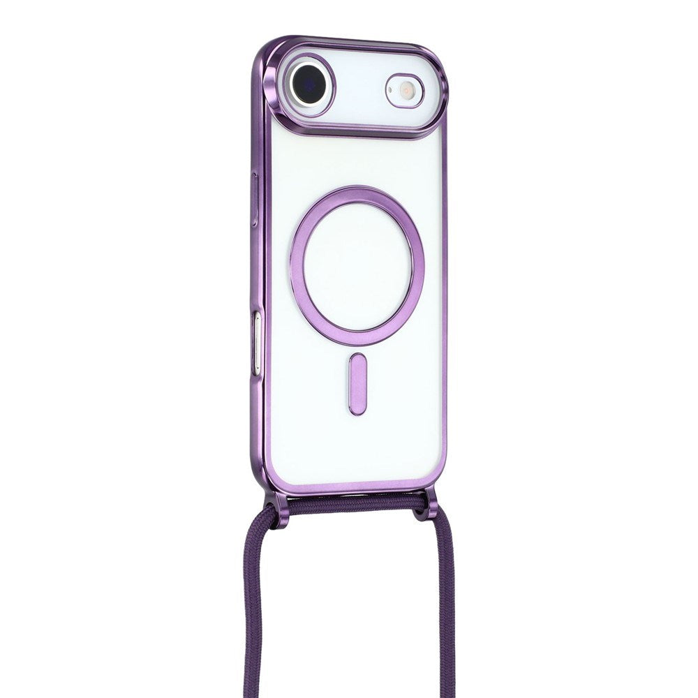 EIDERWOOD iPhone Air Fleksibelt Plastik Cover m. Justerbar Strop - MagSafe Kompatibel - Gennemsigtig / Lilla