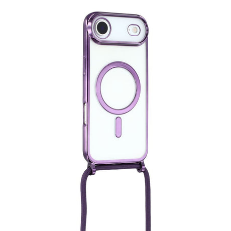 EIDERWOOD iPhone Air Fleksibelt Plastik Cover m. Justerbar Strop - MagSafe Kompatibel - Gennemsigtig / Lilla