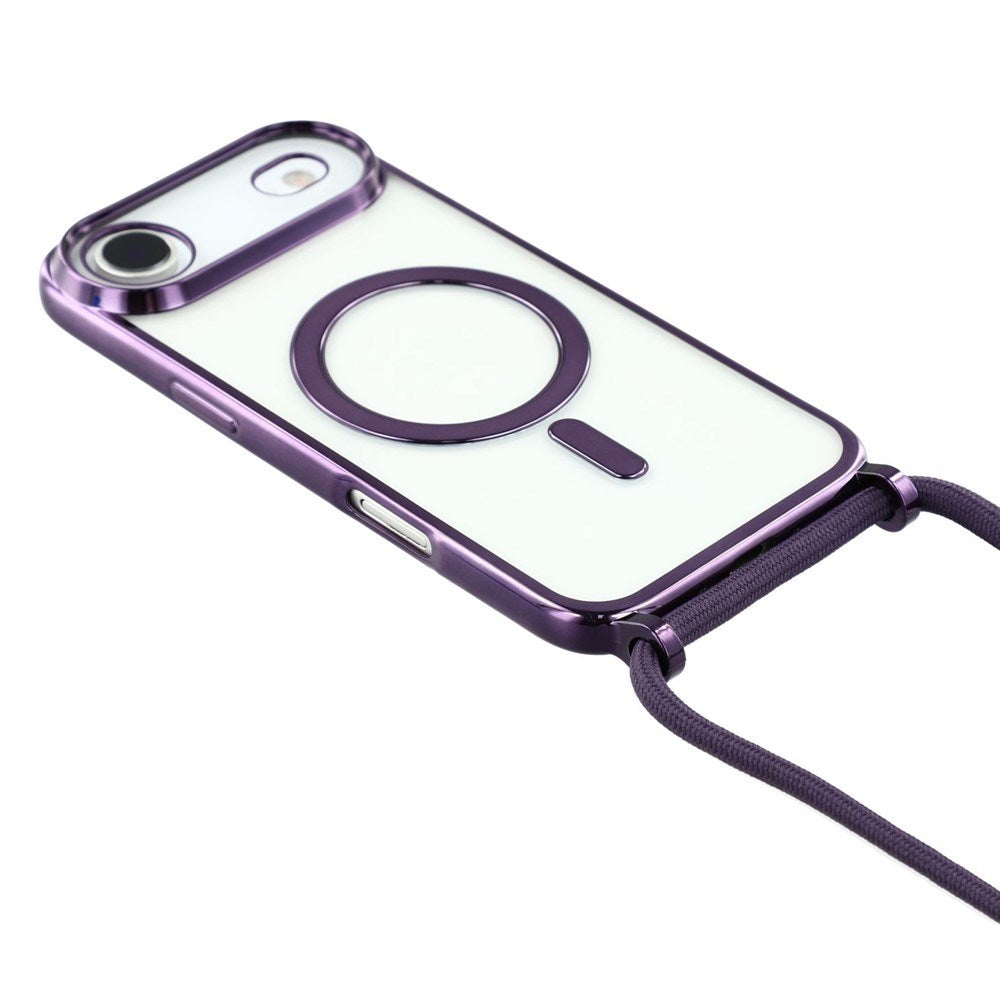 EIDERWOOD iPhone Air Fleksibelt Plastik Cover m. Justerbar Strop - MagSafe Kompatibel - Gennemsigtig / Lilla