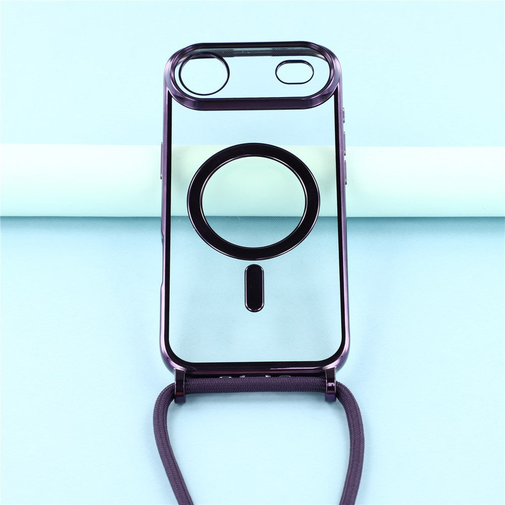EIDERWOOD iPhone Air Fleksibelt Plastik Cover m. Justerbar Strop - MagSafe Kompatibel - Gennemsigtig / Lilla