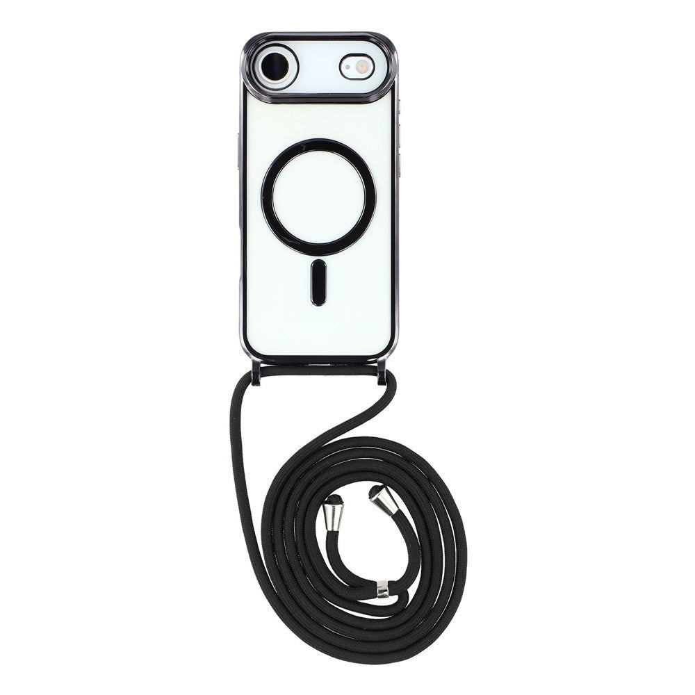 EIDERWOOD iPhone Air Fleksibelt Plastik Cover m. Justerbar Strop - MagSafe Kompatibel - Gennemsigtig / Sort