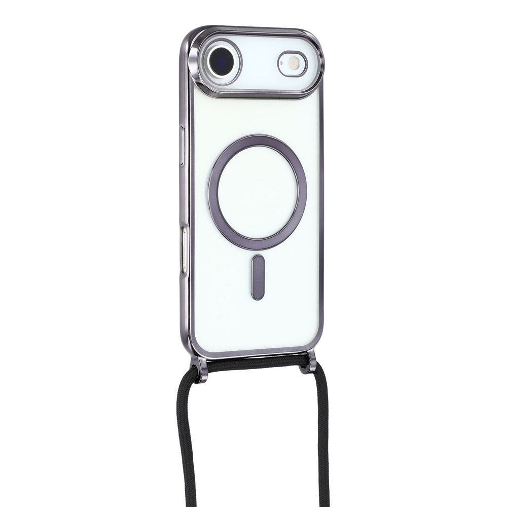 EIDERWOOD iPhone Air Fleksibelt Plastik Cover m. Justerbar Strop - MagSafe Kompatibel - Gennemsigtig / Sort