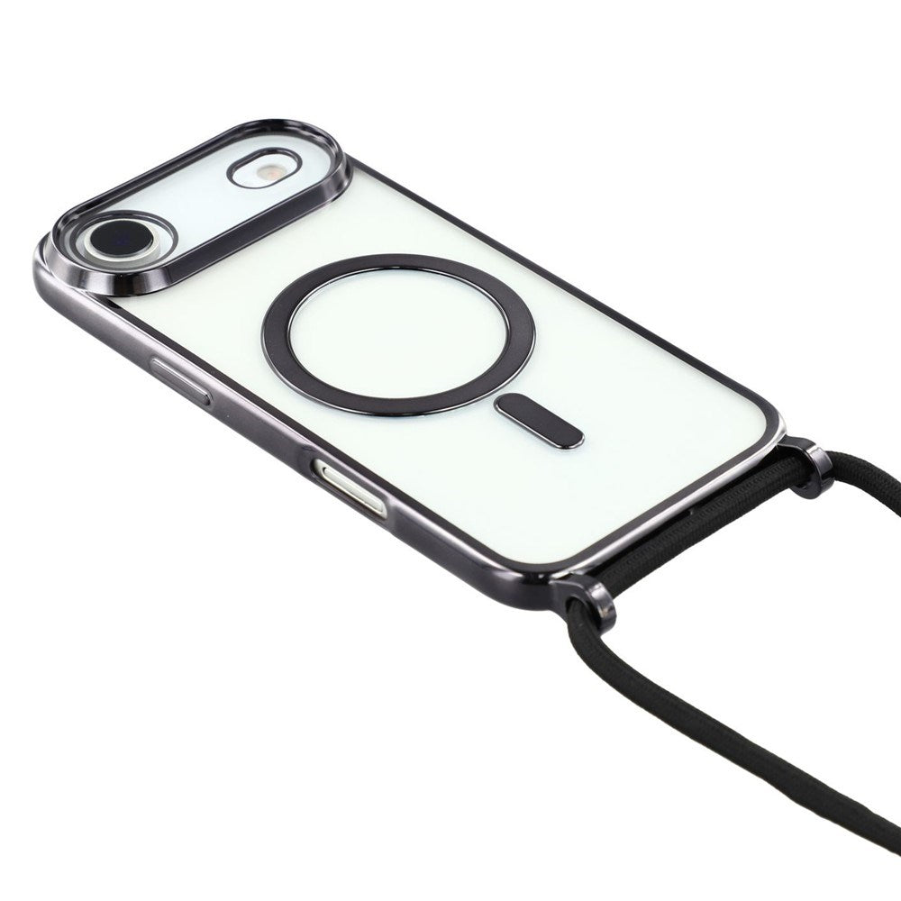 EIDERWOOD iPhone Air Fleksibelt Plastik Cover m. Justerbar Strop - MagSafe Kompatibel - Gennemsigtig / Sort