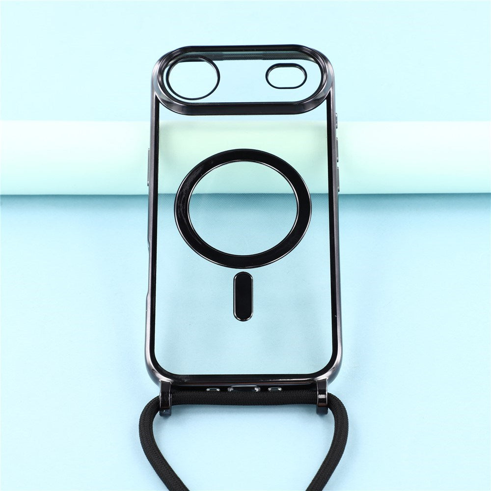 EIDERWOOD iPhone Air Fleksibelt Plastik Cover m. Justerbar Strop - MagSafe Kompatibel - Gennemsigtig / Sort