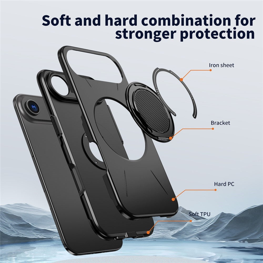 EIDERWOOD iPhone Air Cover m. Roterende Kickstand - Sort