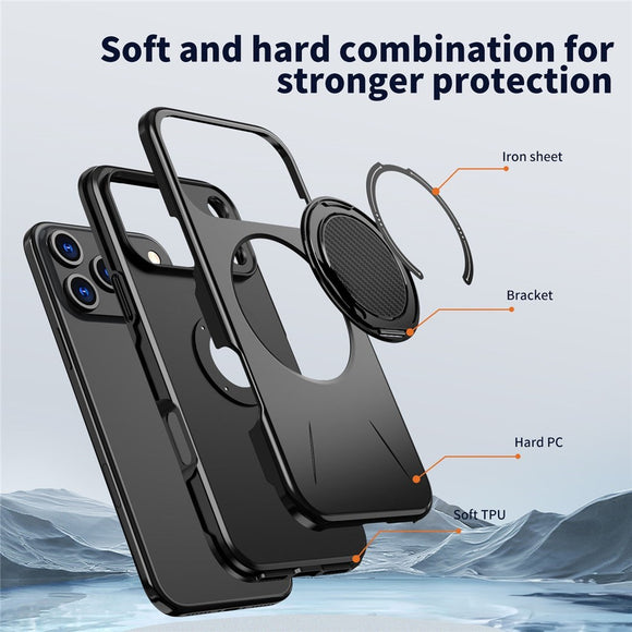 EIDERWOOD iPhone 17 Pro Cover m. Roterende Kickstand - Sort