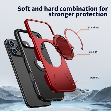 EIDERWOOD iPhone 17 Pro Cover m. Roterende Kickstand - Rød